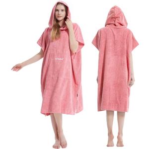 Hiturbo Changing Towel Robe, Absorbent Hooded Surf Poncho Quick-Dry Blanket Towels with Front Pocket for Swiming Surfing Aquatics One Size Unisex (Pink)