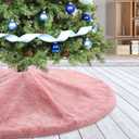 Christmas Tree Skirt 30 inch Pink Faux Fur Soft Fluffy Ornaments Xmas Tree Skirts for Xmas Tree Ornaments and Party Holiday Decorations