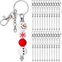 24Pcs Beadable Keychain Bar, Bulk Alloy Blank Beadable Item Accessories for Key Chain Making Supplies Jewelry Making Gift (Silver)