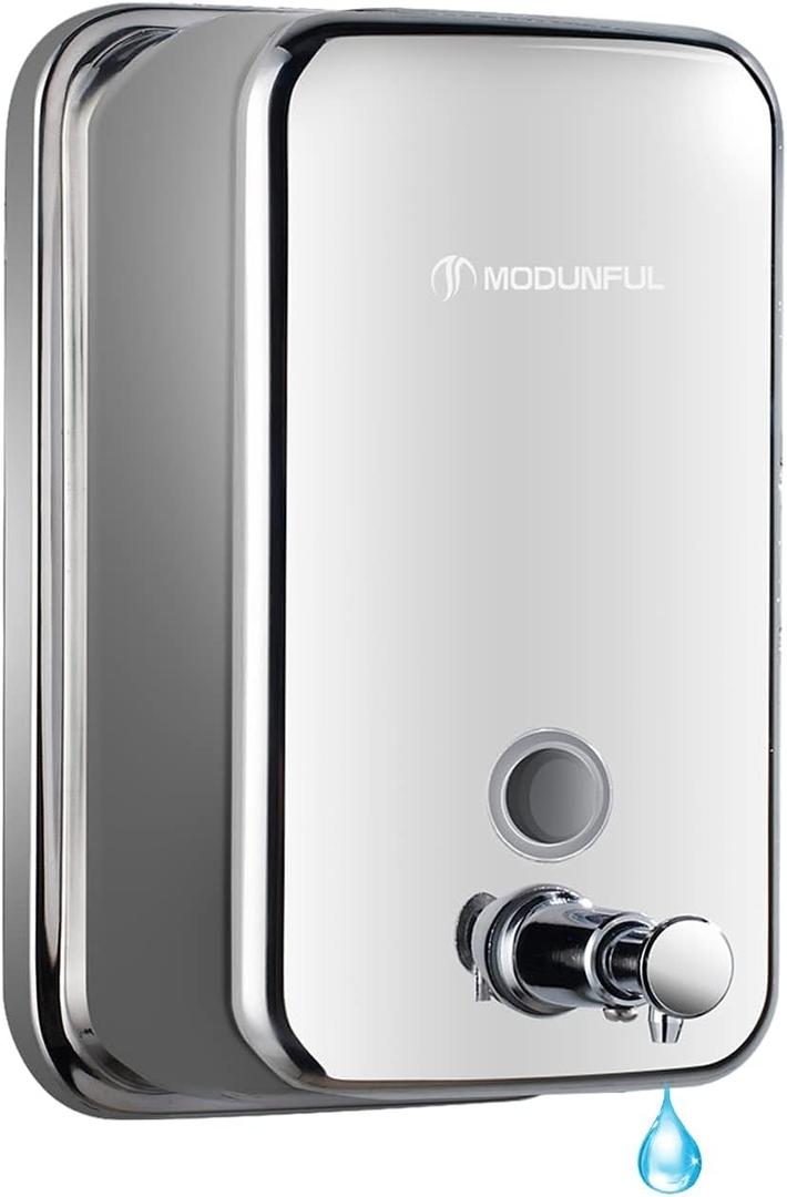 Stainless Steel Soap Dispenser for Home 16.9oz Wall Mount, Anti-Leak Pump, Brushed Nickel Finish, Space-Saving Design for Kitchen & Bathroom
