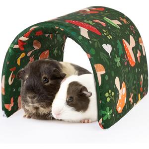 Bienbee Guinea Pig Tunnel and Hideout - Washable Rabbit Style Bunny House - Small Animal Forest-Themed Mushrooms
