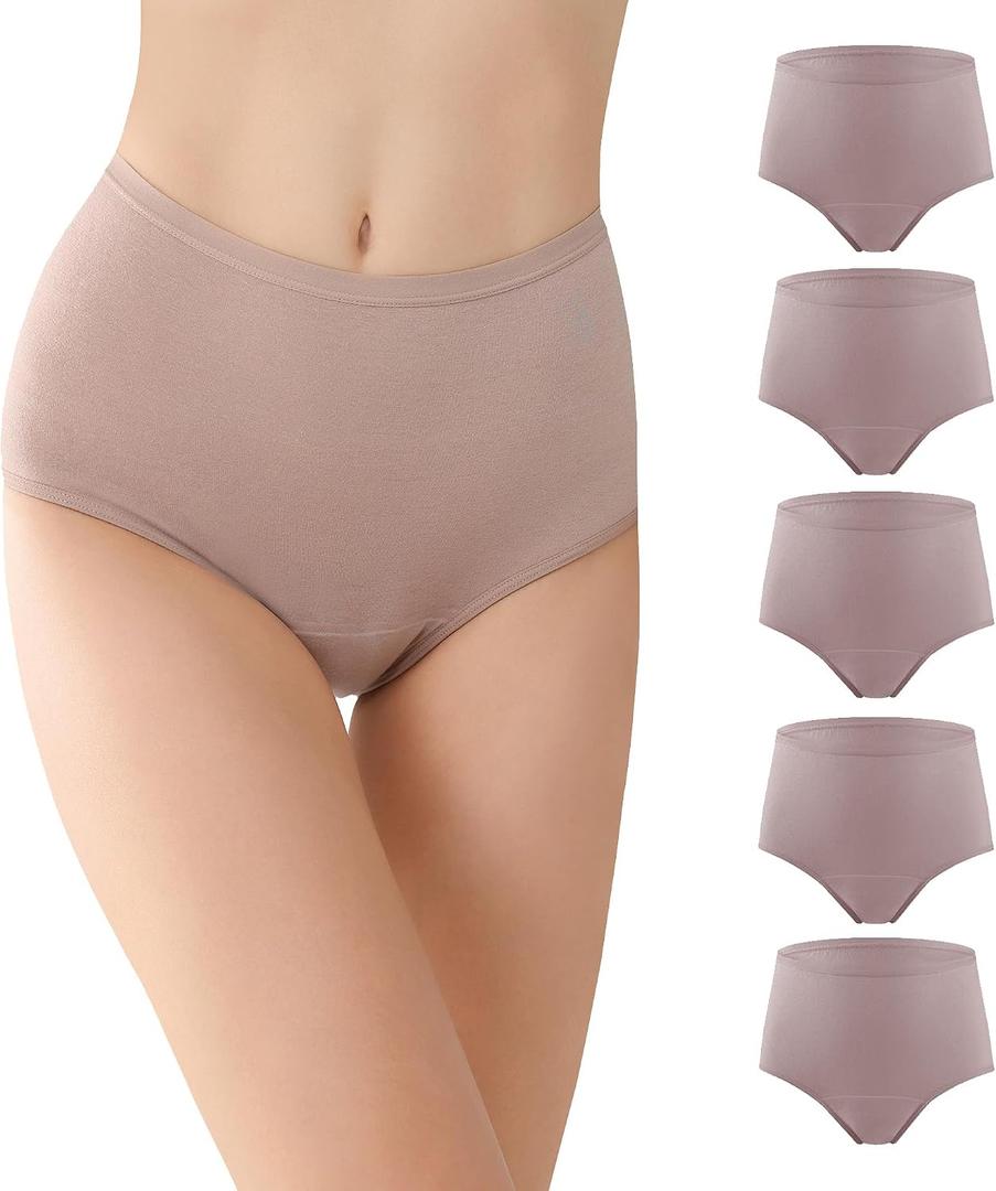 BATTEWA Incontinence Underwear for Women Washable, Leak Proof Underwear High Waist Cotton,Bladder Leakage 50ML (5Blush, Medium, 5 Pack)