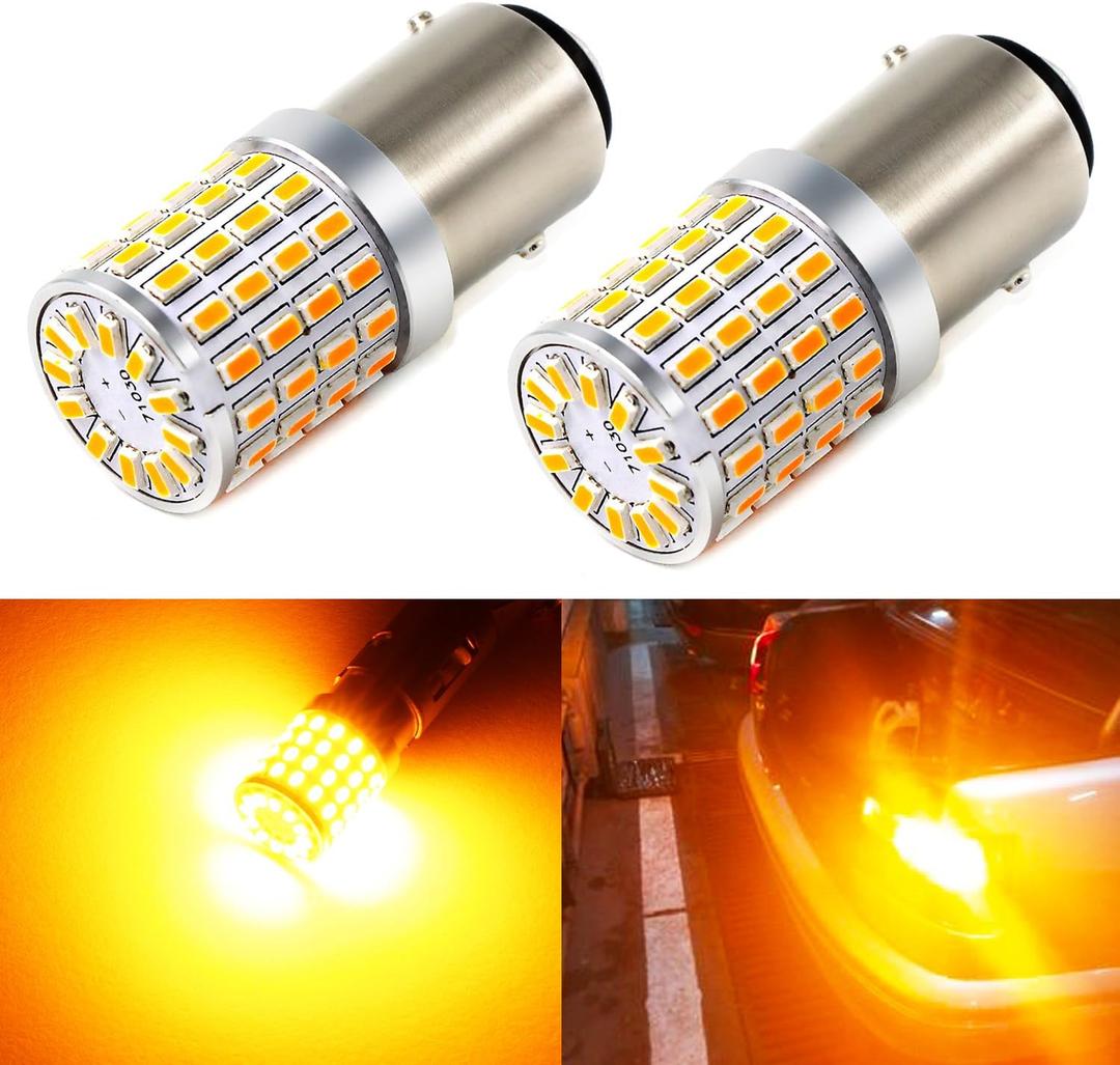 PHINLION 2057 1157 Orange Yellow LED Bulbs Super Bright 72-SMD 1034 2357 7528 Amber LED Bulb for Turn Signal Blinker Parking Side Marker Lights, Pack of 2