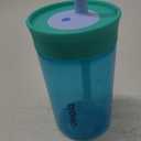 Owala Kids Insulation BPA-Free Plastic Tumbler with Spill Resistant Flexible Straw, Easy to Clean, Kids Water Bottle, Great for Travel, Dishwasher Safe, 15 Oz, Teal and Aqua (The Blues)