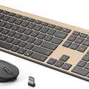 Wireless Keyboard and Mouse, Vssoplor 2.4GHz Rechargeable Compact Quiet Full-Size Keyboard and Mouse Combo with Nano USB Receiver for Windows, Laptop, PC, Notebook-Black Gold