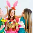 3 x QDTK Easter Bunny Ears Headbands Easter Rabbit Ear Carrot Hairband Pink Cute Rabbit Ears Hair Band Headpiece for Easter Birthday Party for Women and Girls