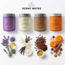 Candle Gift Set for Women 4 x 8oz: 200 Hour Burn, 10% Fragrance Oil, Coffee, Vanilla, Lavender & Pumpkin Spice, Frosted Colored Glass Jars, Silver Lids, Luxury Gift Box by Spotless Candles