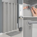 Zenna Home Value InstaCurtain Norwalk Seersucker Fabric Shower Curtain, White, 70 x 74 Inches 