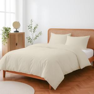 SlumberWell Oversized King Duvet Cover Set, 3 Piece 100% Cotton Extra Large Bedding with Zipper Closure, Soft Breathable Duvet Cover 120x98 Inches with 2 Pillowcases, Ivory Solid