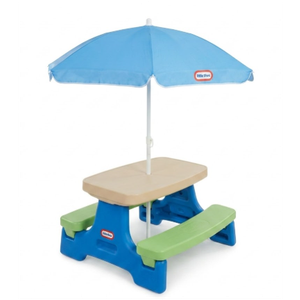 Step2 Naturally Playful Kids Picnic Table with Removeable Umbrella, Indoor/Outdoor Toys, Fits 6 Children, Made of Durable Plastic, For Toddlers 3+ Years Old