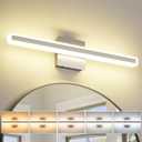 JUSHENG Brushed Nickel Vanity Lights for Bathroom, 5CCT Dimmable Vanity Light Bar, Modern LED Bathroom Lighting Fixtures Above Mirror 24'' Inch 20W