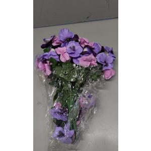 Htmeing 2pcs 10 Heads Artificial Pansy Orchids Bushes Flowers Home Office Wedding Decoration (Purple, Pink)