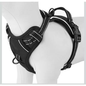 PHOEPET No Pull Dog Harnesses for Small Puppies Reflective Adjustable Front Clip Vest with 2 Metal Leash Attachment Hooks Soft Handle (S, Black)