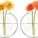 Mkono Wall Hanging Glass Terrariums Planter Oblate Flower Vase for Hydroponics Plants, Bathroom, Home Office Living Room Decor, Set of 2Plants not Included