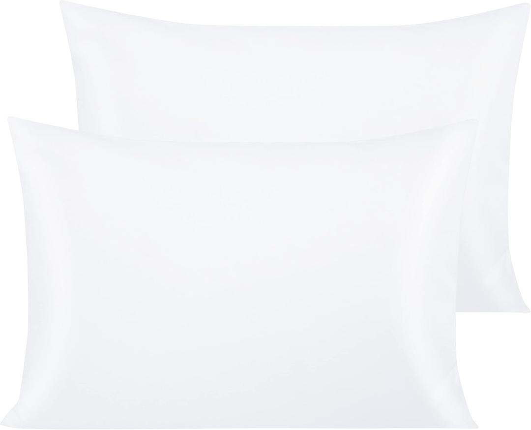 NTBAY Egyptian Cotton Queen Pillowcases - Set of 2, 500 Thread Count Cotton Pillowcases - Soft and Breathable Envelope Closure Pillow Cases - 20x30 Pillow Covers for Bed, White