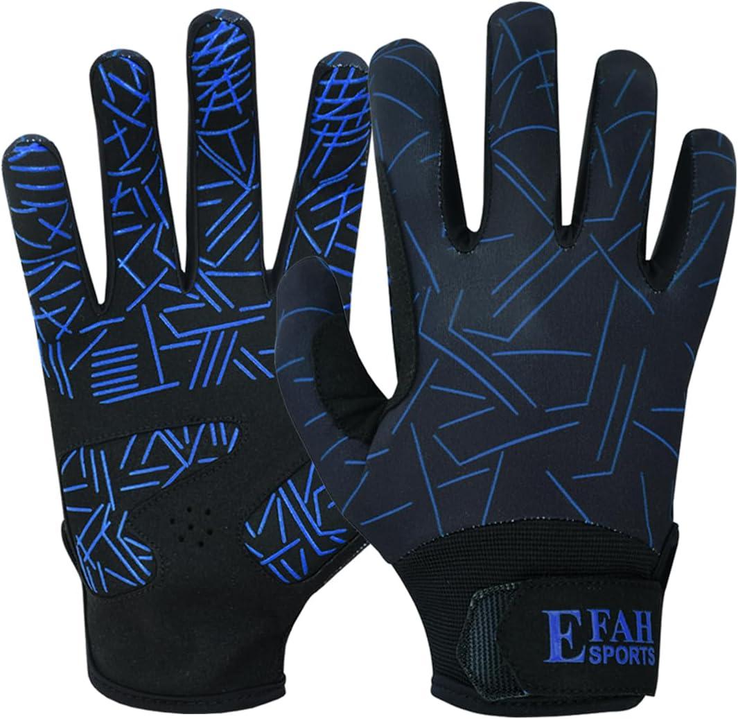 Baseball Batting Gloves for Youth Adult Mens Kids Boys Padded Comfortable Softball Batting Gloves with Super Grip Finger Fit Palms, Size Adult Large (Blue)
