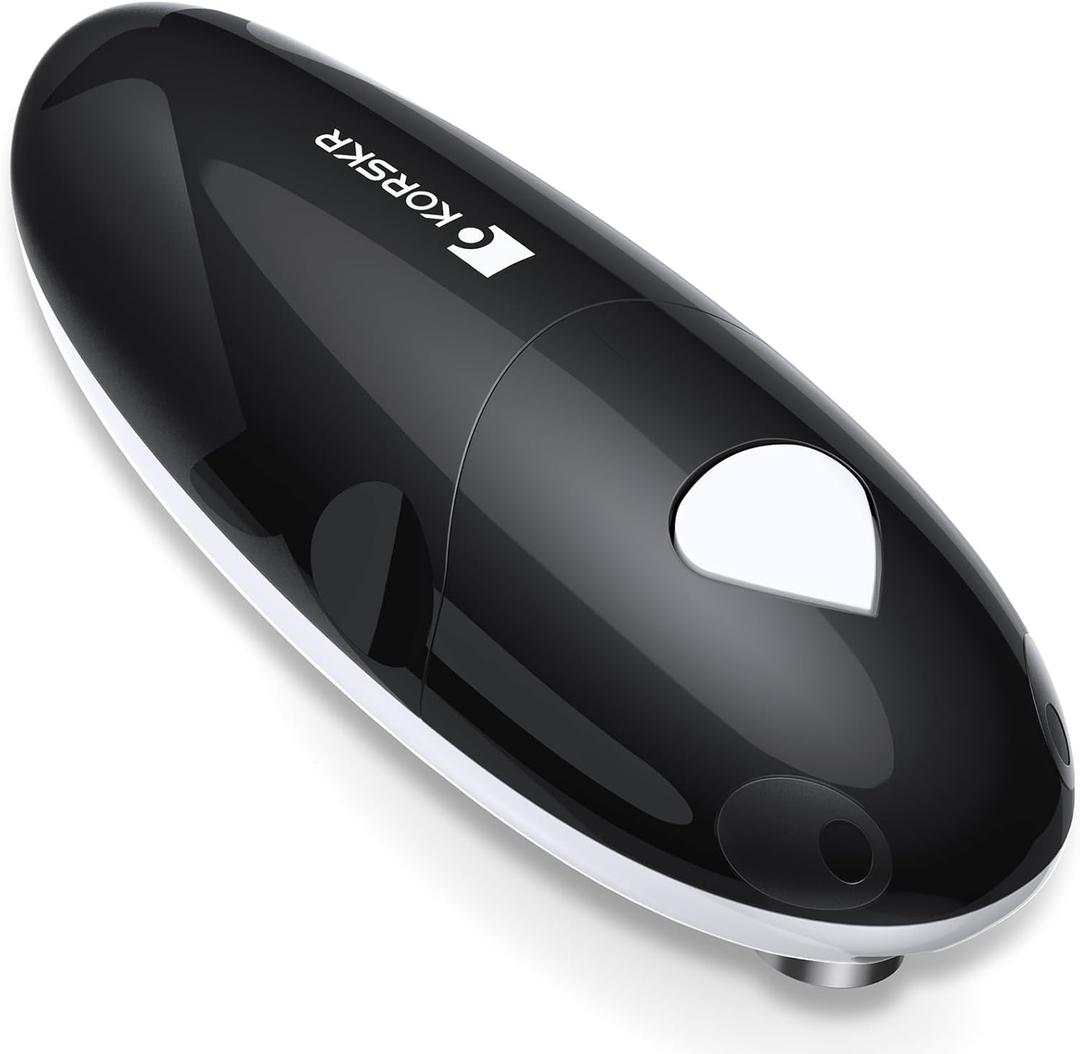 Electric Can Opener, Can Opener for Seniors, Suitable for Any Size Cans, Hands Free, Smooth Edge, Battery Powered, Automatic Can Opener is an Ideal Kitchen Gadget for Women and Left Handed People (Black)