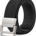 SANSTHS Canvas Belt with Double Ring Buckle, Fabric Web Belt for Women Men Double Ring for Outdoor & Casual Wear