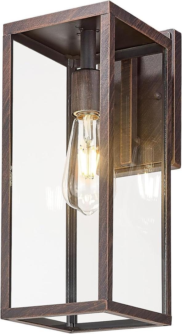 Bestshared Outdoor Wall Sconce, 15 Inch Outdoor Wall Lantern with Clear Glass, Anti-Rust Porch Lights,Weather Resistant Outdoor Lights for House, Garage, Doorway, Patio, Yard,E26 Socket(1Pack)