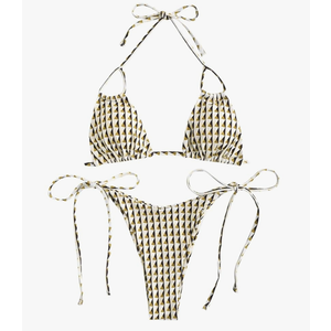 ZAFUL Triangle Bikini for Women 2 Piece Halter Bikini Sets Sexy High Cut Bathing Suit Side Tie Swimsuits Small