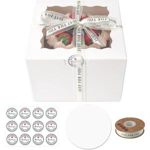 28Packs 7x7x5 Inch Small Cake Boxes, White Bakery Boxes with Window, 7 inch Cake Containers with Lids for Easter and Mother's Day Cheesecake, Cakes.(7 * 7 * 5inch/28pcs)