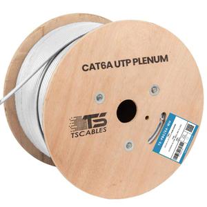 TSCables | Cat6A Plenum (CMP) 1000ft, 750Mhz, PoE++ (4PPoE) | 100% Solid Bare Copper | 23AWG Unshielded Twisted Pairs (UTP), Easy Identification (White, 1000ft)