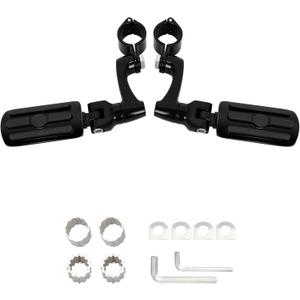 FOVPLUE 1", 1.25" Highway Footpegs,Adjustable Highway Peg for Harley Touring Softail Dyna Sportster Honda Kawasaki Suzuki Yamaha Indian Victory with 1", 1-1/4",22-35mm Engine Guards/Tubing,Gloss Black