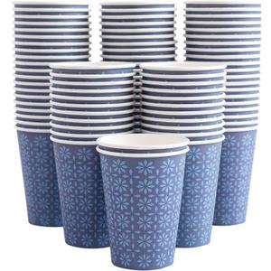 Clawsoff 210 Pack 16 oz Disposable Paper Cups, Hot/Cold Beverage Paper Drinking Cups, Navy Floral Paper Coffee Cups 16 oz for Home-use, Office, Restaurant and Events