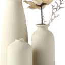CEMABT Beige Ceramic vase Set-3 Small Flower vases for Decor,Modern Boho Farmhouse Home Decor,Decorative vase for Pampas Grass&Dried Flowers,idea Shelf,Table,Bookshelf Entryway- Distressed