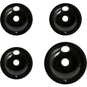 GE Stove Drip Pans | Electric Stove Burner Drip Pans | 4 Piece Set, 3-6" and 1-8" Drip Pan Kit | P119204XZ Style B Porcelain Range Replacement Stove Burner Bowls