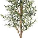Artificial Fake Olive Tree 7FT Tall 1Pack Faux Silk Olive Tree for Home Living Room Office Decor Faux Artificial Plants Indoor Fake Potted Plants with Fruit & Free Moss