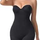 Shapewear Bodysuit For Women Tummy Control Bodysuit Adjustable Detachable Shoulder Strap (Color : Black, Size : X-Large)