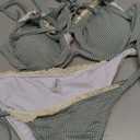 ZAFUL Women High Cut Bikini Sets String Sexy Swimsuit Two Piece Underwire Bathing Suit Brazilian Cheeky Cut Out Cute Swimwear (Gingham Green) Medium