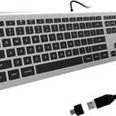 Backlit Wired USB Keyboard, Comfortable Quiet, Low Profile Flat Chocolate/Scissor Keys, Durable Ultra-Slim for MacBook Pro/Air, iMac, Mac mini , Laptop - Silver Grey
