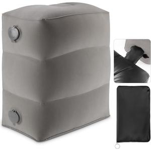 Maliton Inflatable Foot Rest Pillow for Travel,Kids Airplane Bed,Adjustable 3 Layers Height Leg Pillow of Air Travel Essentials,Car, Office, Home - Fast Inflation (Grey)