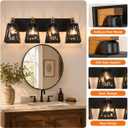 Rustic Bathroom Light Fixtures-Deer Bear, 4 Light Metal Wooden, 29.5" (L) x 7.5" (W) x 8.8" (H)