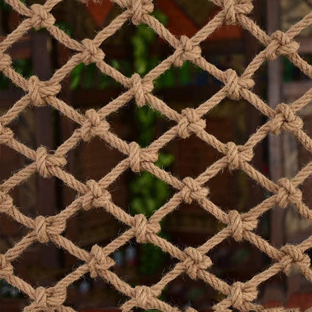 Safety Anti-Fall Fence Net for Children Pet Cat,Cargo Net Climbing Rope,Playground Climbing Children Net Woven Rope Truck Trailer Netting Swing Treehouse Hammock Rope (Jute, 0.5Mx2M(1.64FTx6.56FT))