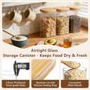 KEYWING 50oz Airtight Glass Storage Containers with Lids Set of 3, Square Glass Jars with Bamboo Lids, Kitchen Pantry Storage Canister for Flour, Sugar, Cereal, Coffee Beans, Pasta, Cookies & Tea, 50fl oz*3