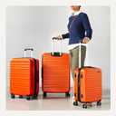 Amazon Basics 3-Piece Hardshell Spinner Luggage Set (21", 26", 30"), Expandable, Scratch-Resistant Surface, Four Multi-directional Wheels, Orange