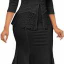 Elegant Church Dress for Women Midi Dresses Work Wear Vintage Pencil Dress for Business Casual Outfits (Black, XL)