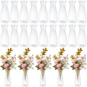 24 Pack Plastic Vase Bulk, Small Clear Flower Vase, Plastic Vases for Flowers, Crystal Bud Vases for Centerpieces, Wedding, Home Table Decorations, Formal Dinners