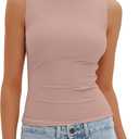 Darong Women's Boat Neck Tank Top Sleeveless Double Lined Basic Tops Going Out Casual Tank Shirts (Pink) M