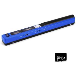 AOZBZ Portable Document Scanner - 900DPI Handheld Portable Scanner Image Scanner Scanning Wand A4 Colour Photo Mobile Scanners Handy Scan, JPG/PDF Format, with 16G SD Card (Blue)