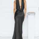 Women's Summer Satin Strapless Tube Top Maxi Dress Elegant Silk Backless Halter Neck Formal Party Dresses Wedding Guest (Black, S)