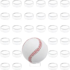 Party Zealot Wyn-MART Clear Baseball Stand Holder Rings (30 Pack) Round Acrylic Plastic Display 1.22 inches