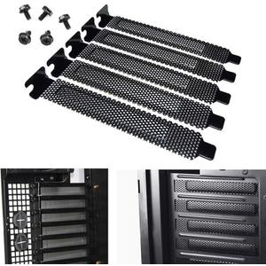 5pcs Black PCI Slot Cover Dust Filter Blanking Plate Hard Steel with Screw
