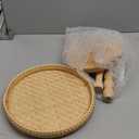 Verssure Drink Table,21" H Rattan Small Side Table with Solid Wood Leg Stand, Boho Accent Cocktail Tables for Small Spaces,Round End Table for Living Room,Bedroom and Corners