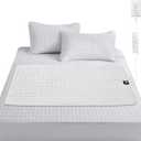 Grounding Mat for Bed, 35"x50" Silver Fiber Earthing Sheet with Grounding Cord, for Better Sleep, Pain Relief & Stress Reduction, Includes Outlet Tester