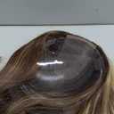 REECHO Hair Toppers for Women Real Human Hair, Seamless Human Hair Toppers with Bangs, 360 3D Cover Clip in Bangs Hair Extensions for Daily Wear, Medium Brown with Highlights