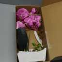 Purple Orchid Artificial Flowers Indoor Large Faux Orchids in Pot Phalaenopsis Flowers Arrangement Fake Flowers Dining Table Decor Centerpiece Bathroom Plants Home Decoration